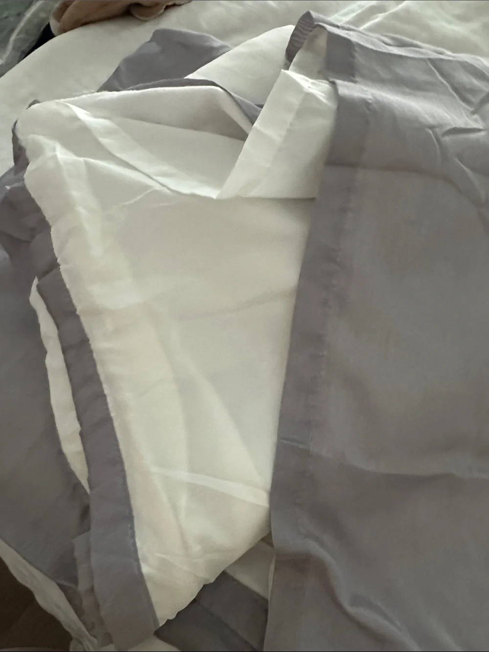 Pair of Pole Top Grey with White Lining Curtain Panels-Triple Layer Size 53* 84L